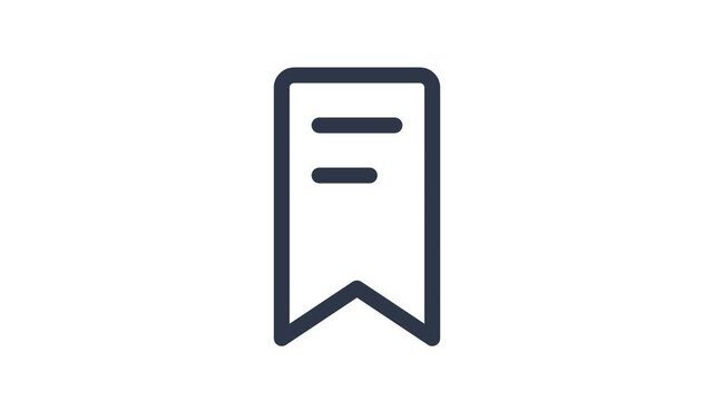 Bookmark outline icon animation for digital library reading application and website navigation save for later user interface element