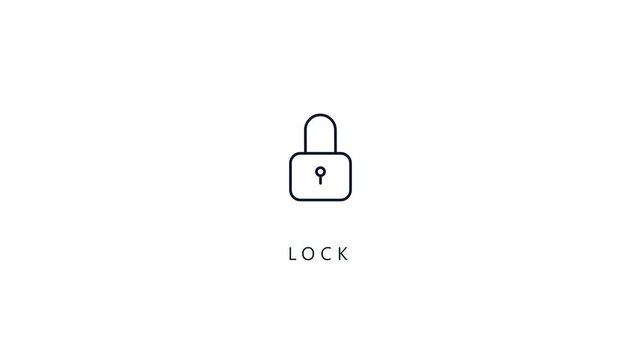 Padlock security outline icon animation for cyber protection system digital privacy and mobile app login password authentication UI
