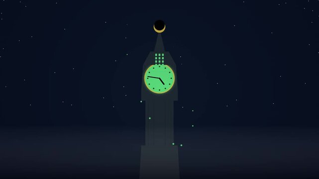 Minimalist 24 Hour Day and Night Cycle Clock Tower Animation