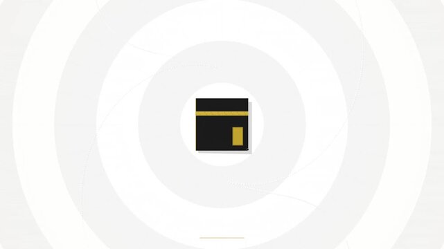 Minimalist Kaaba Icon Animation on White Background
