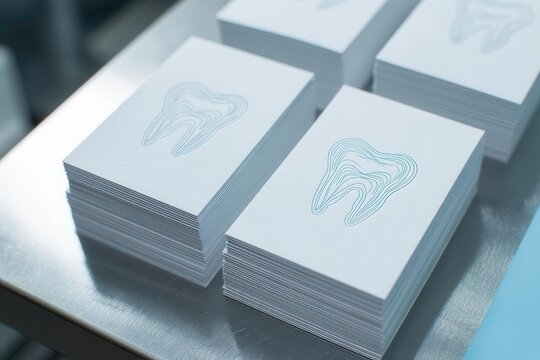 Dental Cards Stacked with Minimalist Tooth Design