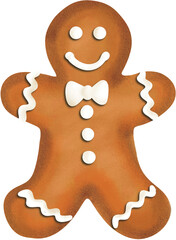 Obraz premium Gingerbread Man Cookie Illustration Isolated on Transparent Background 