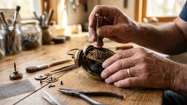 Close-up of Hands Repairing Household Item for Sustainable Living