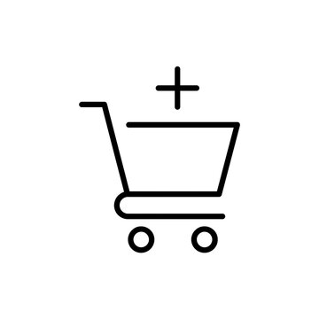 Add to Cart Shopping Trolley Outline Icon for E-commerce and Retail Web Design