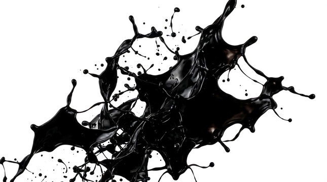 Dynamic Black Liquid Splash Isolated on White Background