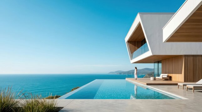 Modern villa infinity pool ocean view luxury lifestyle