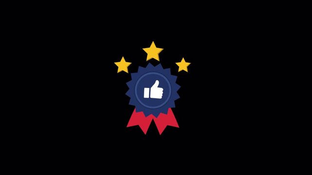 Animated Badge with Thumbs Up and Stars - Transparent