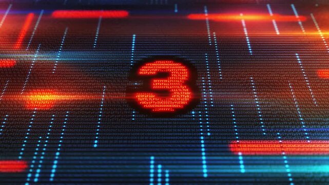 Digital Countdown Number Formed from Red Binary Code