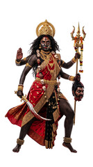 Obraz premium Fierce goddess kali holding a severed head isolated on transparent background