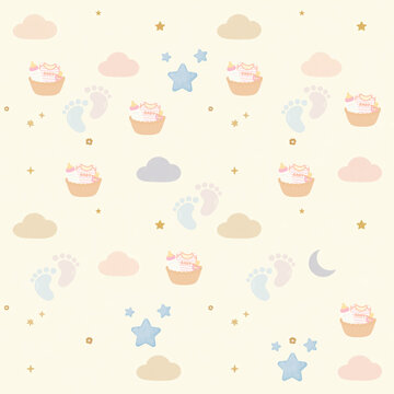 Cute Baby Nursery Seamless Pattern