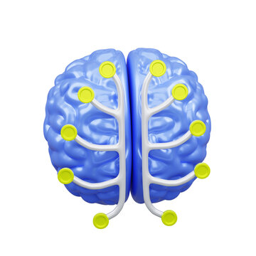 AI Neural Network Brain 3D Render for Artificial Intelligence and Machine Learning