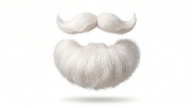 Fluffy white Santa Claus beard and mustache isolated on white background.