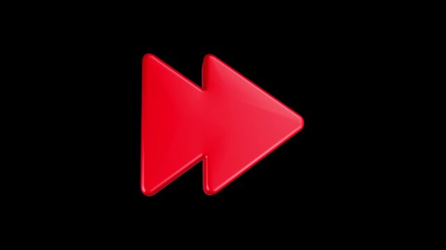 3d red double-arrow icon representing a fast-forward media control function