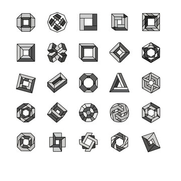 Abstract Geometric Shapes: Optical Illusions and Impossible Objects Collection