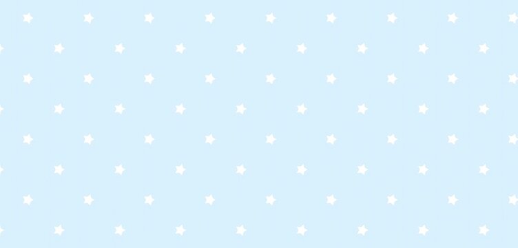Seamless White Stars Very Light Cyan Flat Simple Vector Illustration