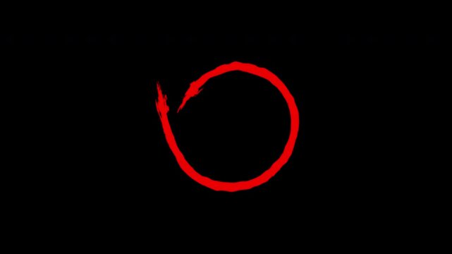Red hand drawn circle brush stroke highlight animation, 4K loop with alpha channel
