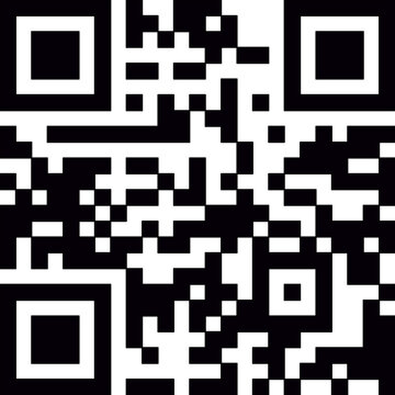 Black and white digital QR code pixel pattern icon isolated on white background, qrcode vector illustration