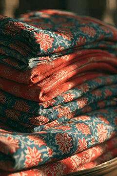 Vintage Toned Hand Block Printed Festival Textiles