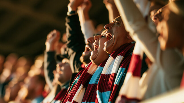 Club Supporters Cheering From The Covered Stand