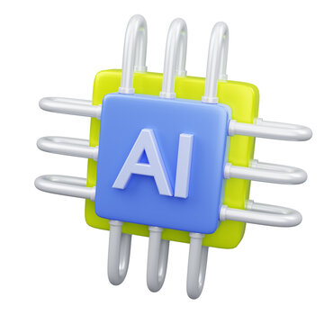 AI Processor Microchip 3D Render for Artificial Intelligence and Advanced Computing Technology