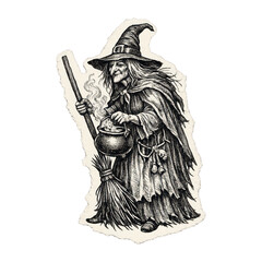 Fototapeta premium PNG Vintage witch illustration art
