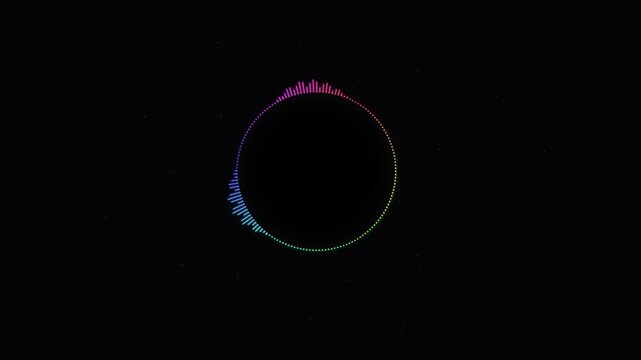 Abstract circular audio spectrum equalizer waveform visualization.