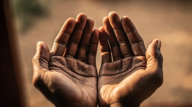 Open Cupped Hands in Warm Natural Light