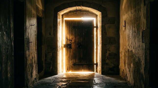 Backlit door with light coming from behind