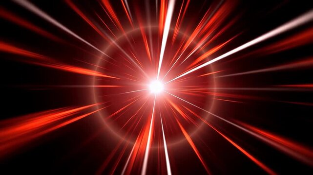 Dynamic vibrant red light burst expanding rapidly with glowing energy effect for motion backgrounds