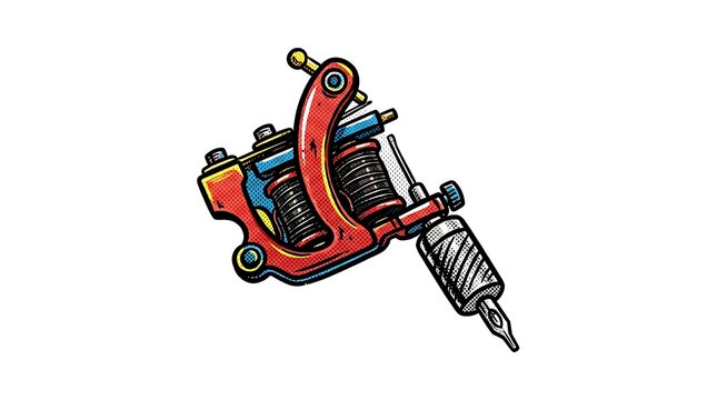Tattoo machine tool art illustration