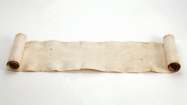 Old vintage paper scroll isolated on white background