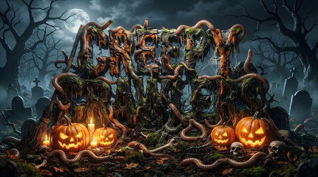 Creepy crawlers halloween graveyard scene