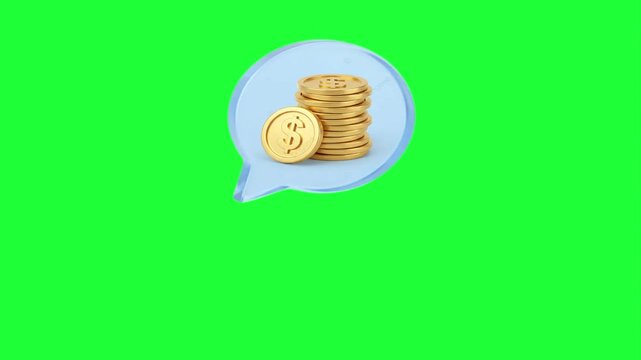 Golden coins stack inside speech