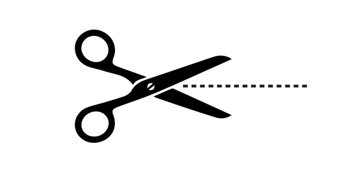 scissors cutting dotted line icon