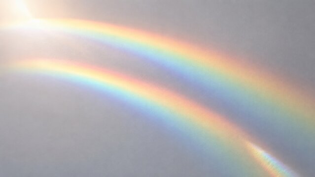 Rainbow Arc in a Cloudy Sky: A double rainbow graces the sky, its vibrant colors arching against a soft, diffused light, hinting at the magic after a storm.