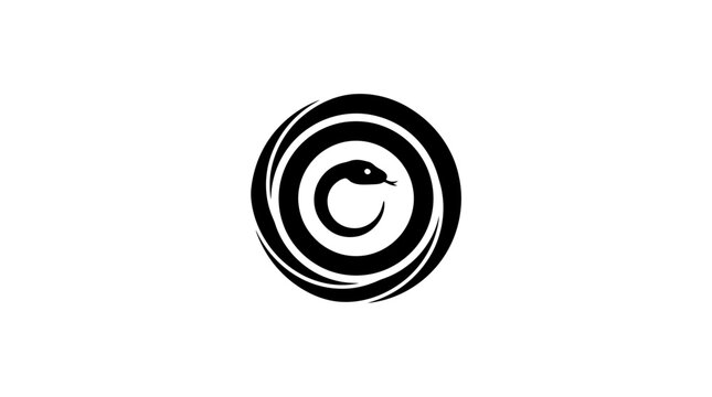 Stylized snake in circle abstract logo symbol