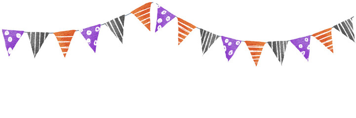 Obraz premium Watercolor Halloween Bunting Banner with Stripes and Polka Dots
