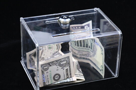 Donation clear box for donations