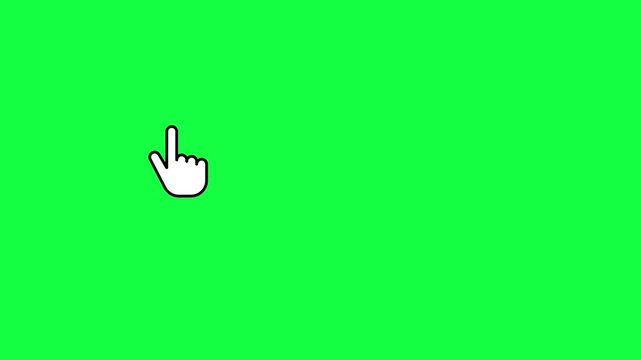 Mouse pointer hand click icon animation. Clicking finger icon of a looping finger mouse pointer on green background. interaction motion graphics design