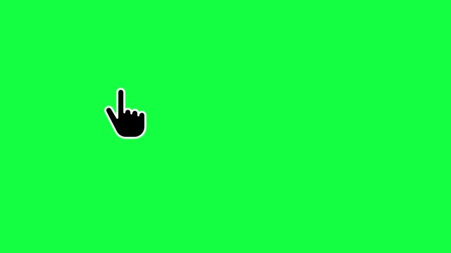 Mouse pointer hand click icon animation. Clicking finger icon of a looping finger mouse pointer on green background. interaction motion graphics design