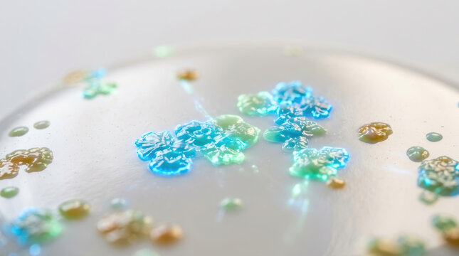 Microbiome research petri dish culture agar colony glow science laboratory biology bacteria sample