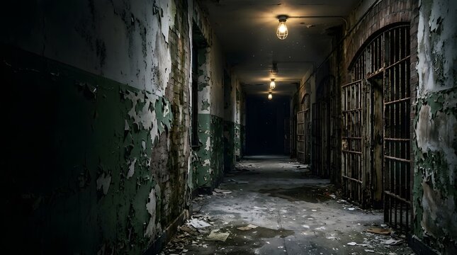 A chillingly atmospheric and hauntingly beautiful depiction of a long dark corridor evoking feelings of suspense mystery and the uncanny perfect for halloween