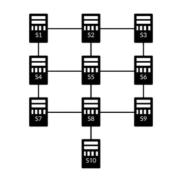 Network topology diagram with servers and connections