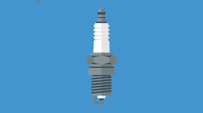 Car spark plug illustration isolated on blue background for automotive engine maintenance