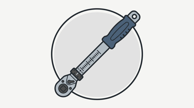 Professional Torque Wrench Tool Illustration Isolated on Circular Background for Mechanical Engineering Concept