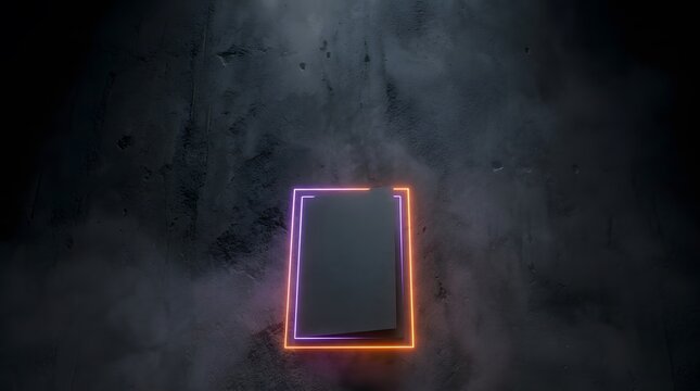 This captivating abstract image features a glowing rectangular frame amidst a dark pixelated background evoking a sense of mystery and digital artistry creating a