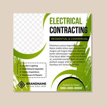 Promote your brand or products with this electrical contracting social media post banner template is perfect for your business and innovative web banner ad.