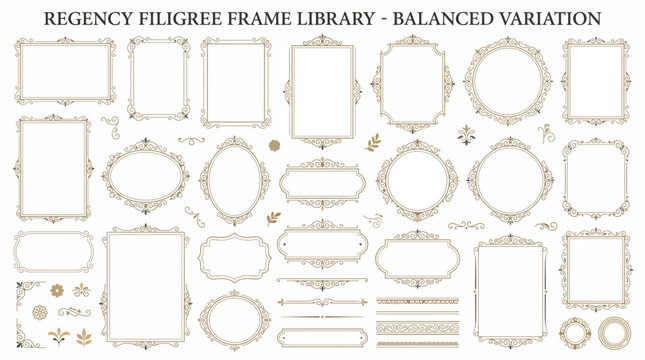 Regency filigree frame library balanced variation a collection of elegant, ornate vintagestyle decorative borders, frames, and dividers