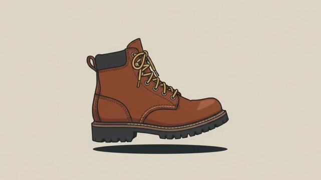 Animated brown leather work boot walking illustration