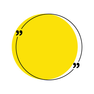 Yellow circle speech bubble icon with quote marks for social media and text highlight design